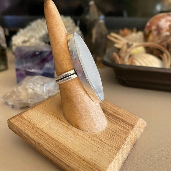 Selenite Sterling Silver Ring Size 6.5 - Picture 3 of 6